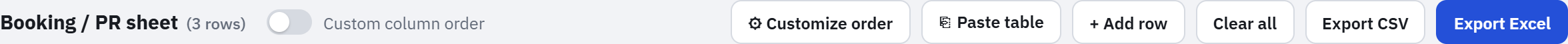 Clicking Export CSV or Export Excel